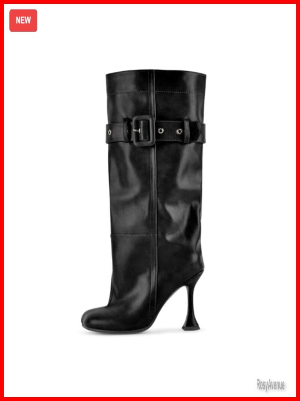 Women's Slouch Square Toe Knee High Stiletto Boots Faux Leather Wide Calf